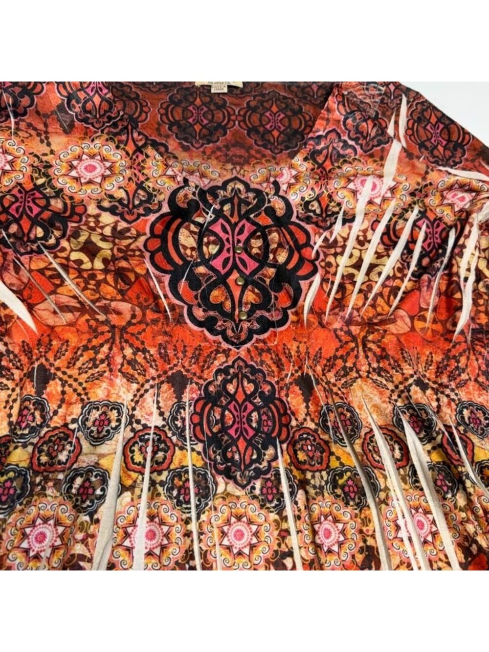 One World Floral Paisley Babydoll Blouse Top Women's Large Summer Boho Festival - Picture 3 of 7
